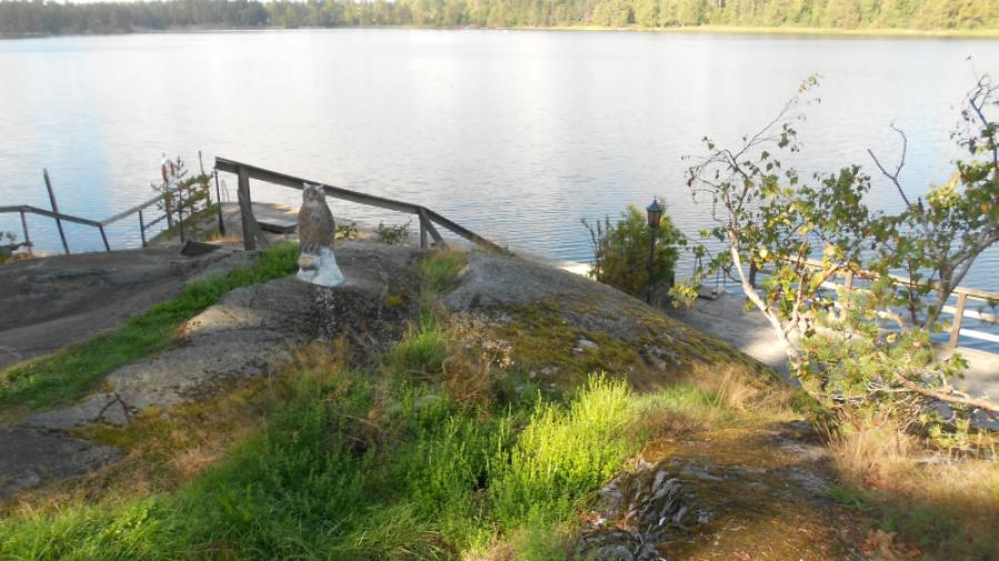 Domaruddens vedeldade bastu med bad i Drängsjön